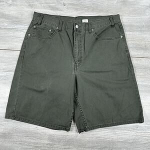 VTG Levis 550 Jean Shorts Men 36 Olive Green Twill Red Tab Baggy Y2K Dad Skate